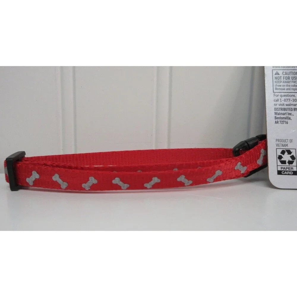 Vibrant Life Dog Collar Small Red Reflective Adjustable Polyester 8